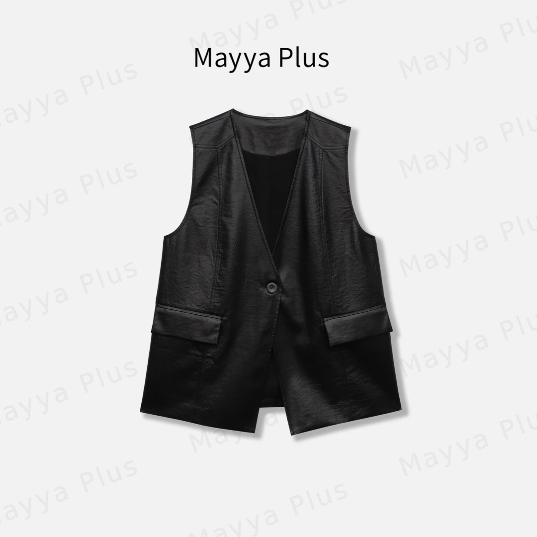 【老钱马甲】Mayya Plus时尚新品轻奢气质显瘦百搭梭织马夹32518355