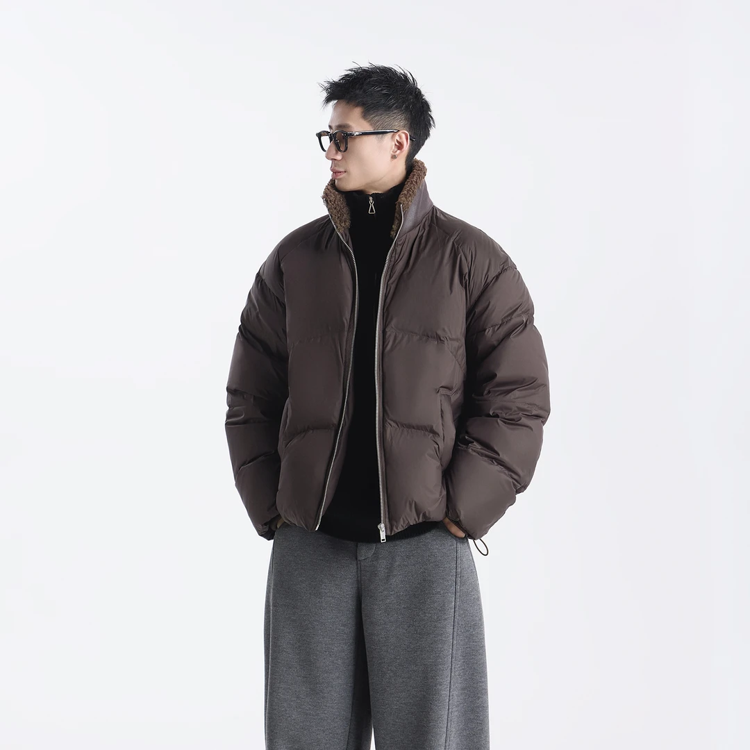 GCCDUPE77『雪乡夜曲』冬季皮毛一体拼接90白鸭绒立领保暖羽绒服