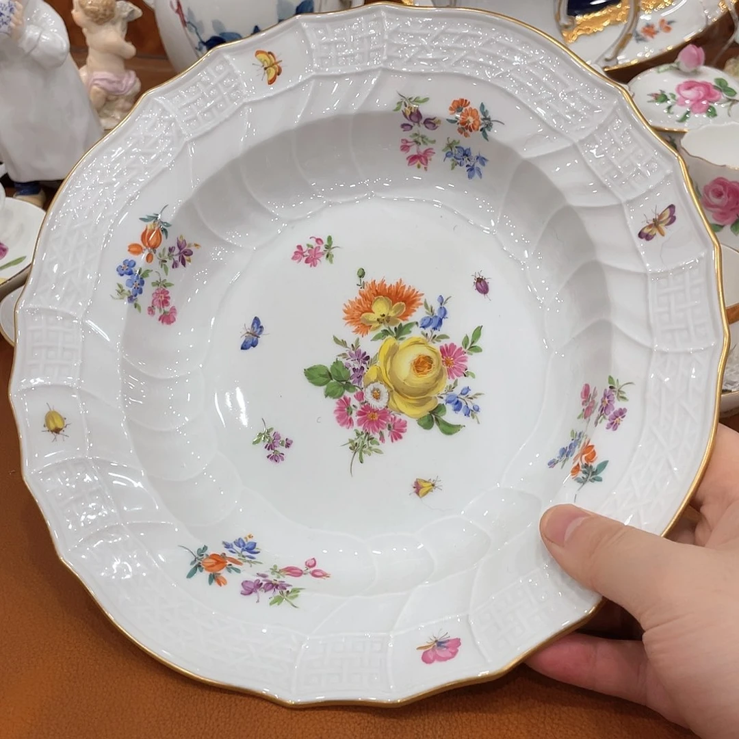 瓷片中古一等细笔黄玫瑰