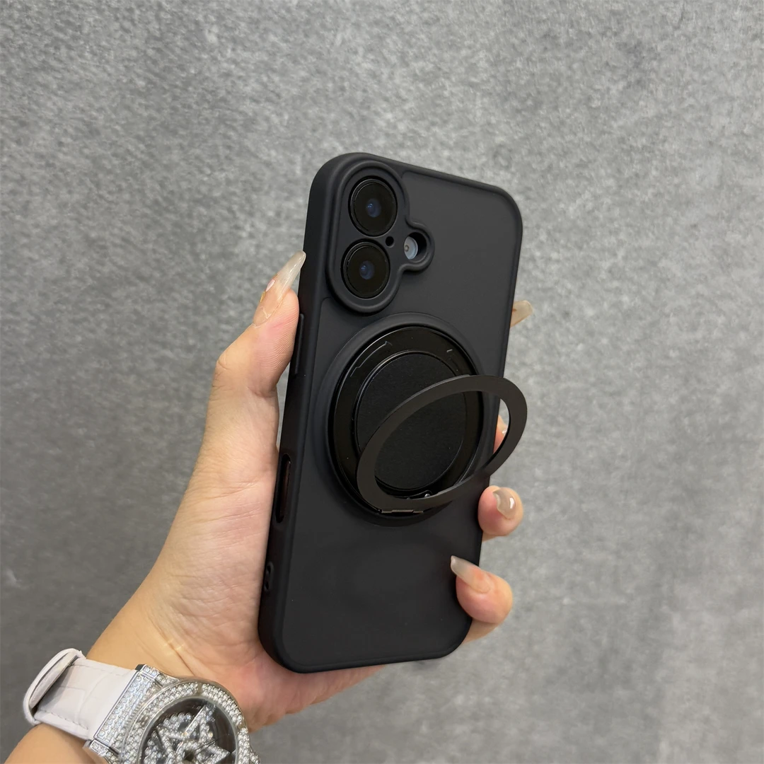 磨砂肤感360°磁吸支架适用苹果17pro手机壳iPhone16可爱潮牌创意