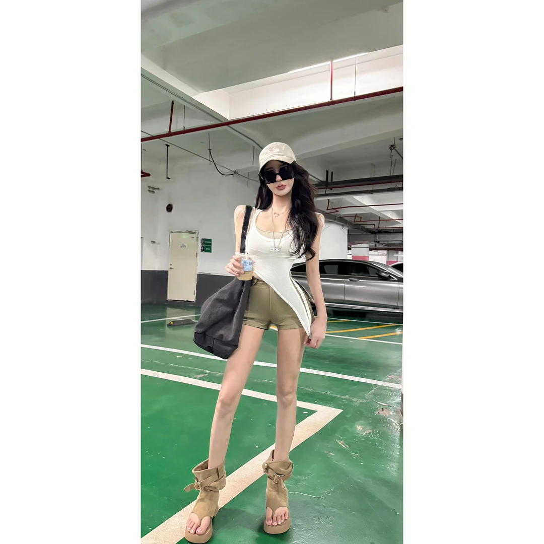 AL SHOP【缥缈少女】韩系时尚高腰百搭牛仔短裤