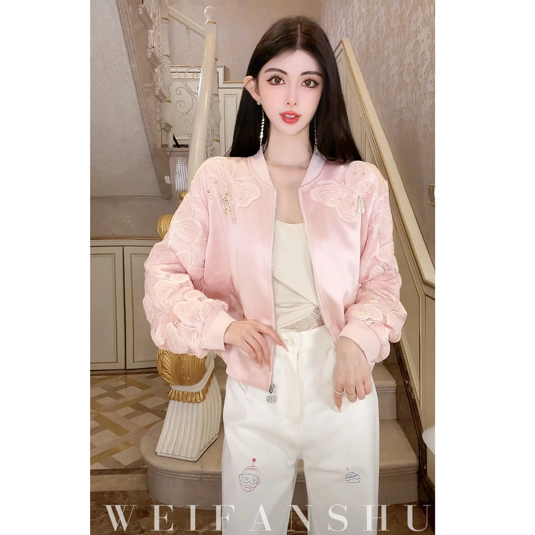 WEIFANSHU/魏凡舒【浮花游记】早春新款小个子时尚高级蝴蝶短款外套