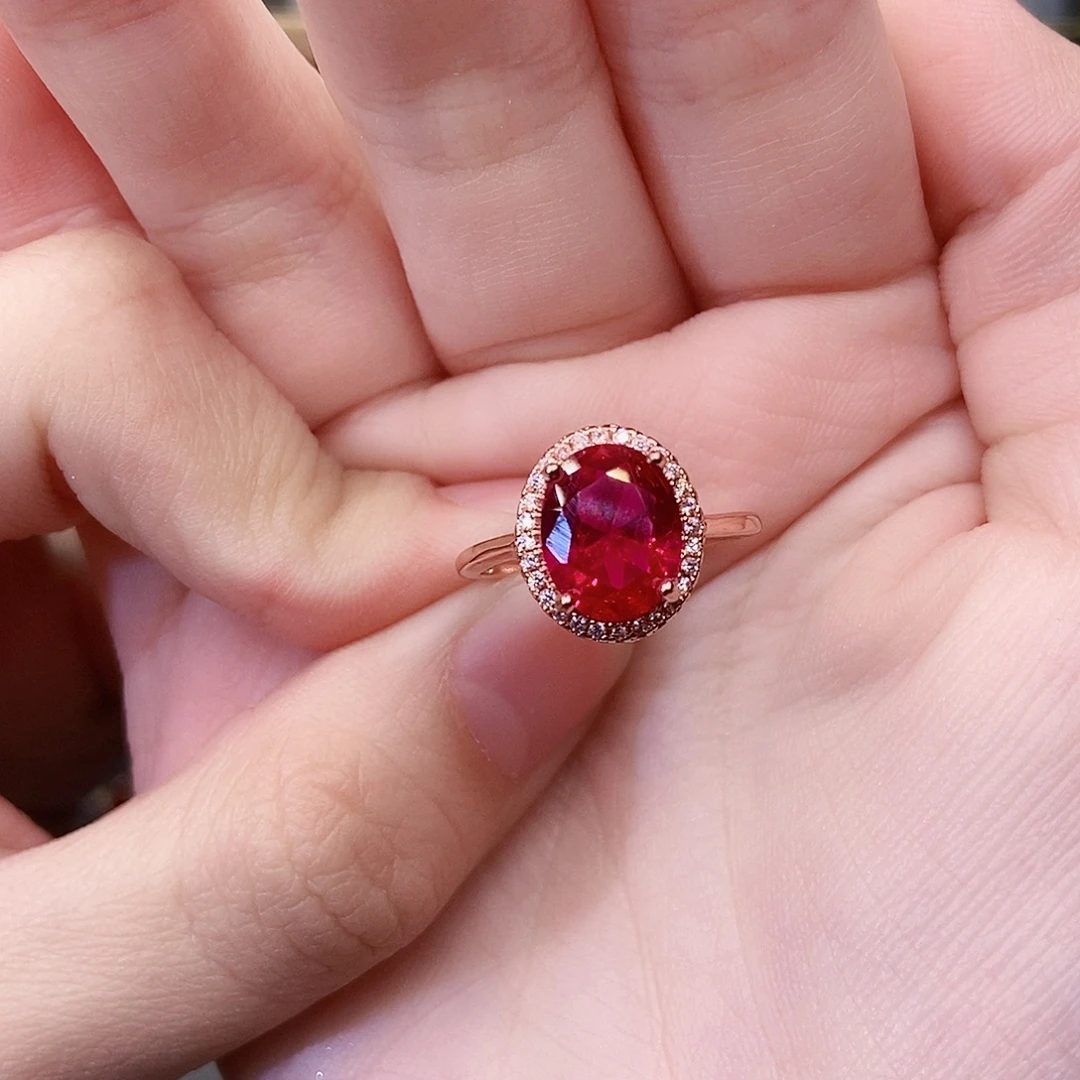 银S925镶嵌戒指红宝石