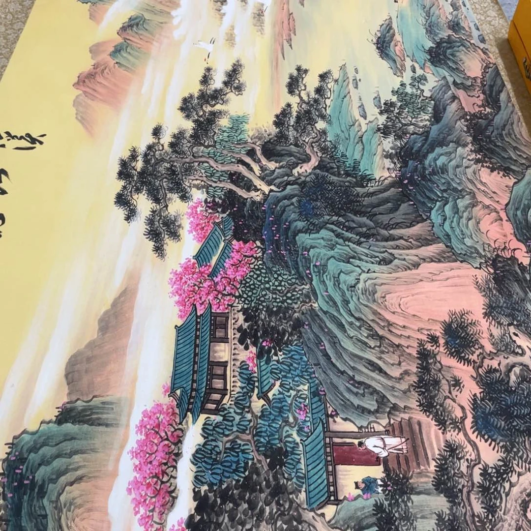 国画手绘带装裱和运险w