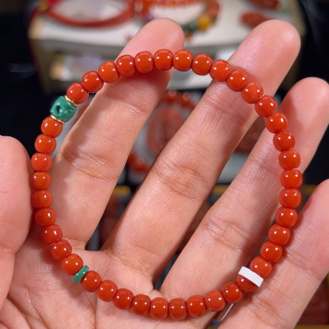 南红玛瑙未镶嵌老形手串5.1左右