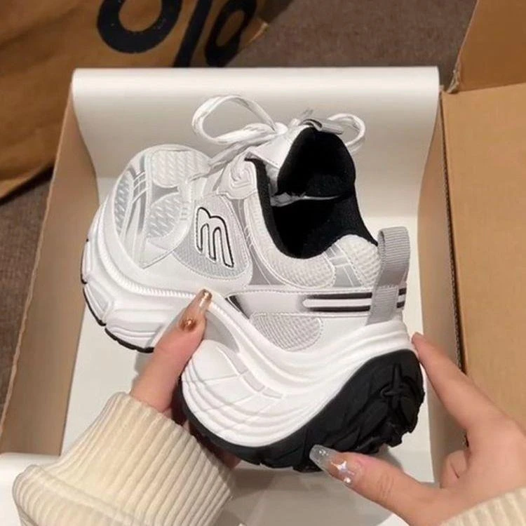 时尚百搭女2025秋季厚底增高透气轻便新款鞋子老爹女鞋老爹鞋爆款