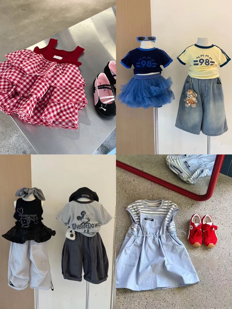 【黑妞五店】儿童夏季新款连衣裙韩版女童时尚休闲风套装小童