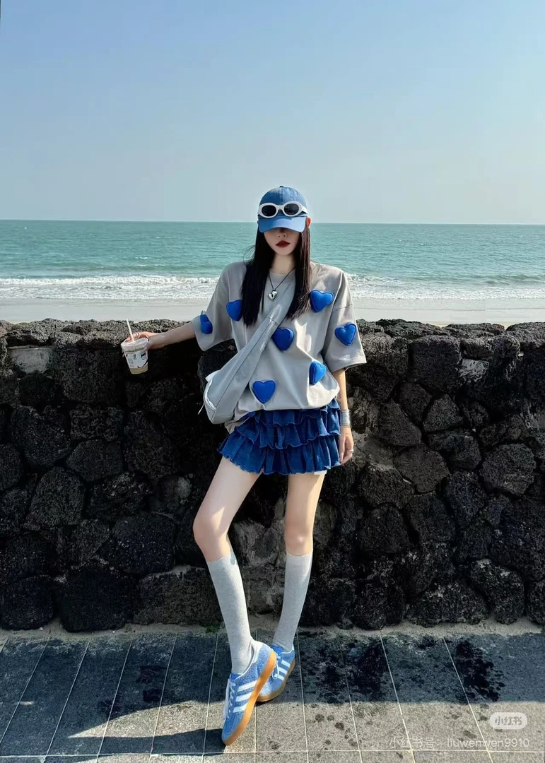 休闲风极简风城市运动风时尚套装ol百搭短裤衬衫牛仔