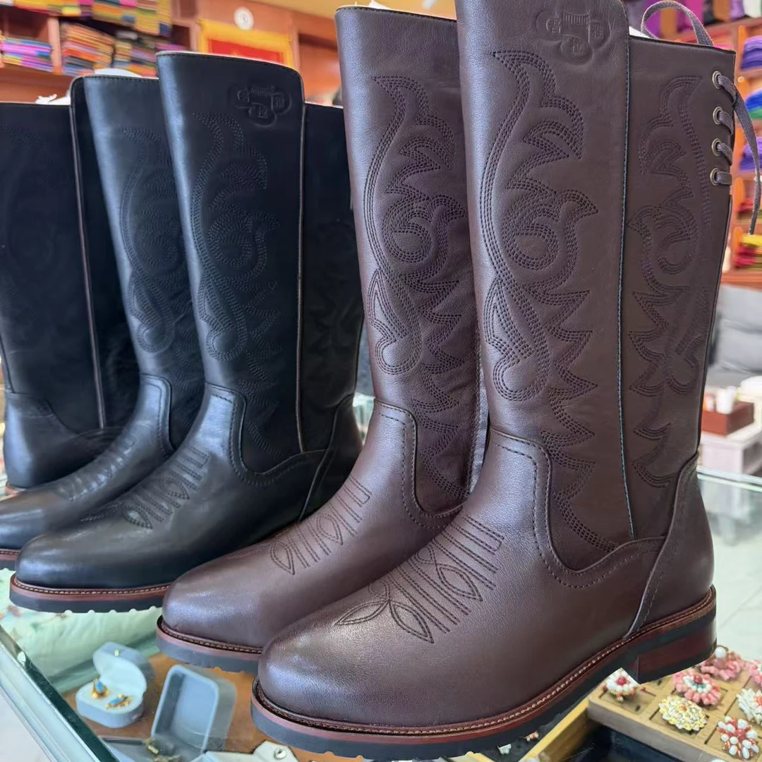 男士靴子冬季高筒男靴长筒靴半拉丝款