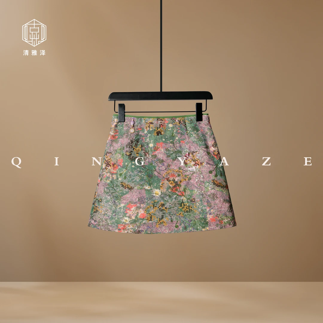 莫奈花园！牛仔钉珠新中式裙裤！GZ5577