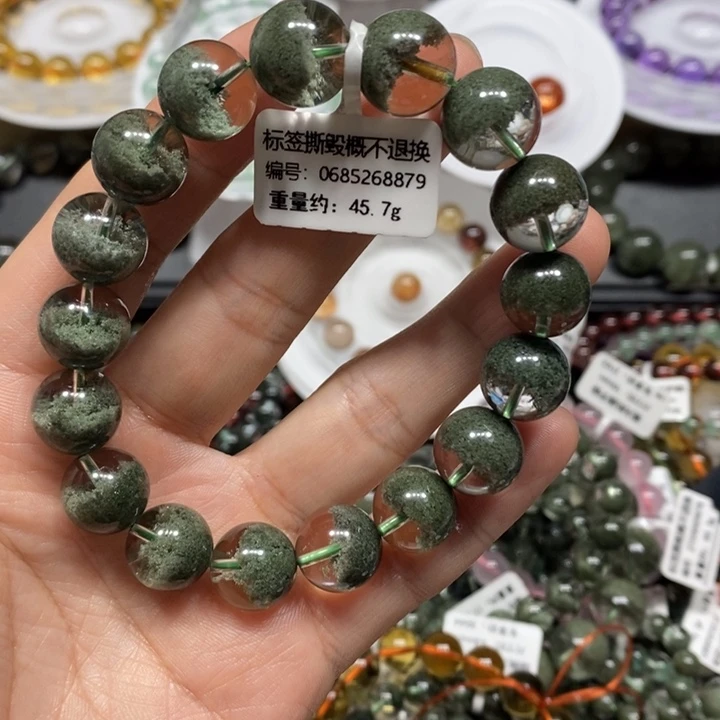 可***前水晶手链未镶嵌绿幽灵聚宝盆手链