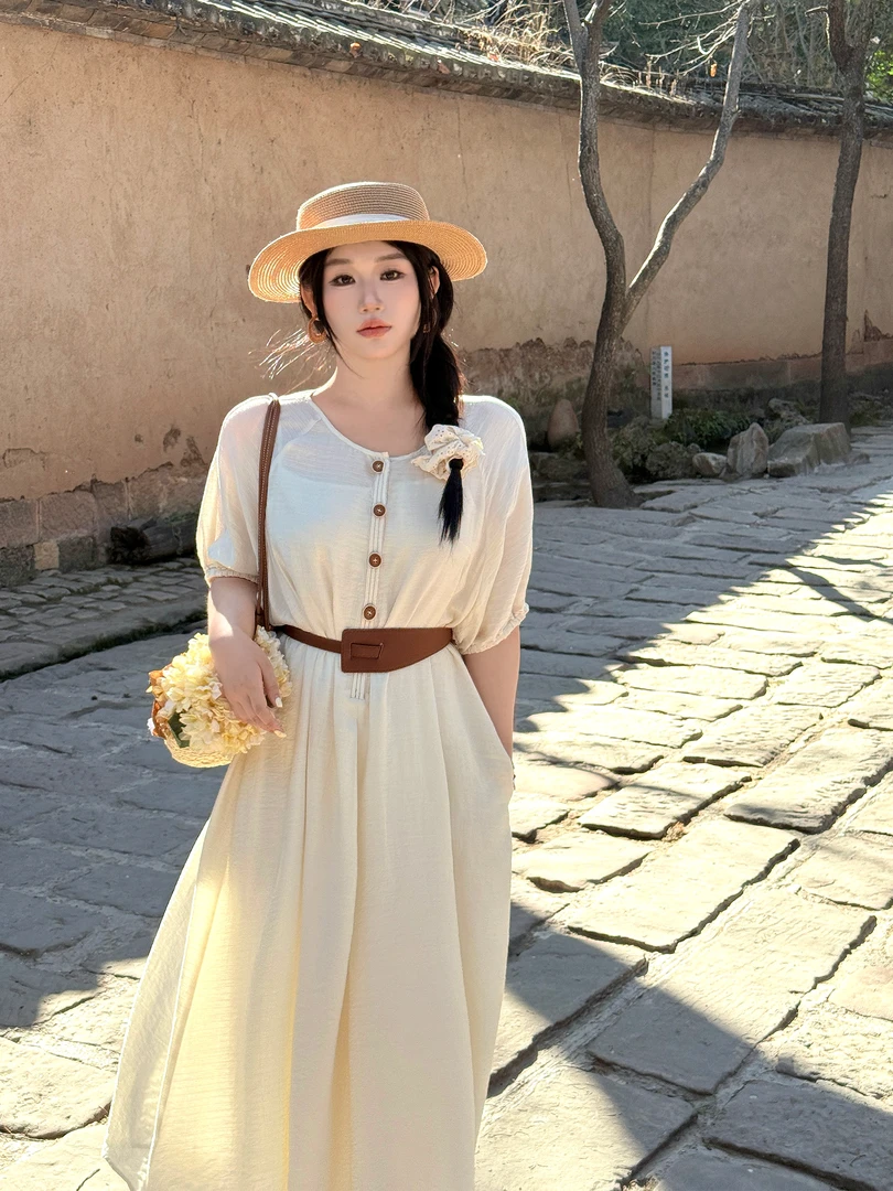 月半鱼【溪云涧】法式气质连衣裙女春季新款高级感海边度假长裙子