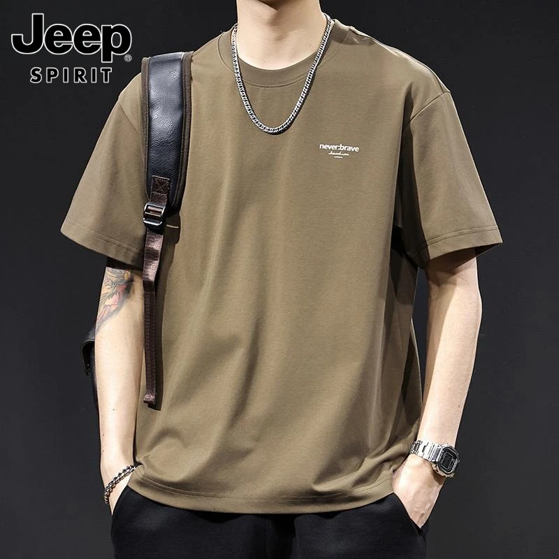 jeep吉普冰感科技棉短袖t恤男夏季2025新款宽松大码高端衣服重磅