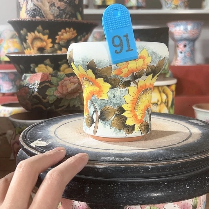 景德镇手绘花盆 满38包邮