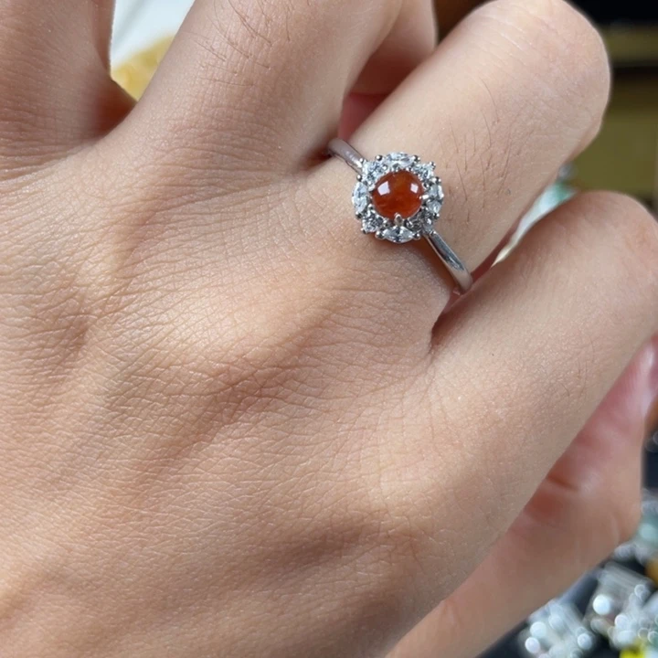 翡翠戒指银S925镶嵌戒指