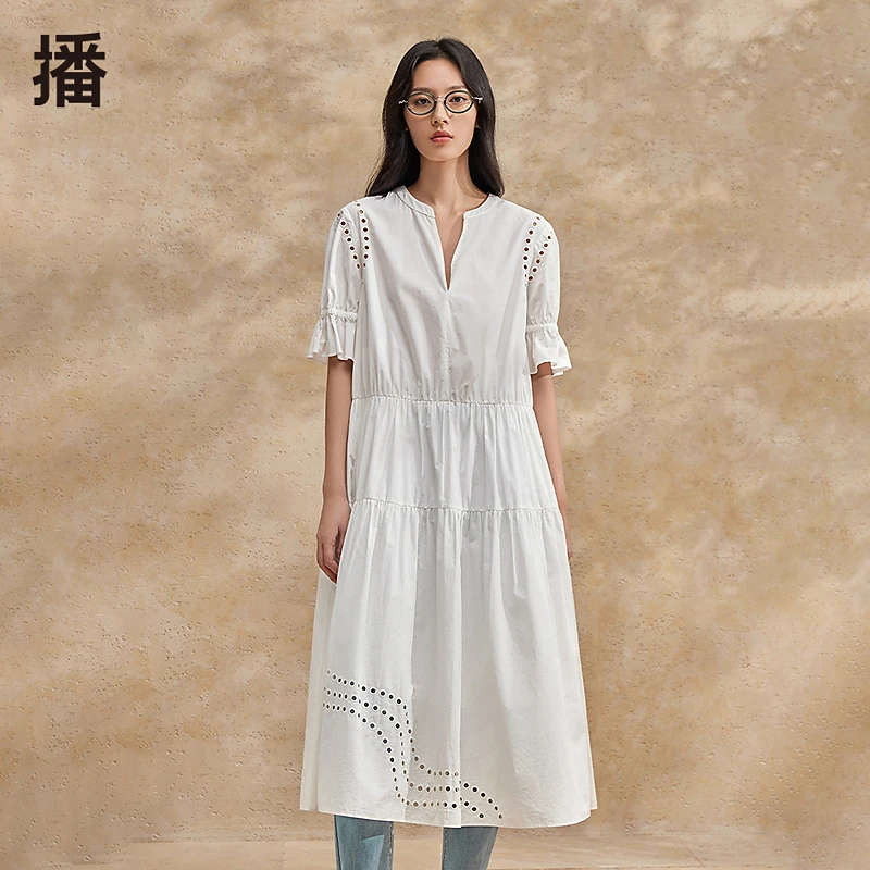 播24夏季镂空圆点刺绣连衣裙BDR2LD0923