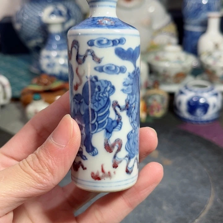 摆件丛**则青花釉里红鼻烟壶