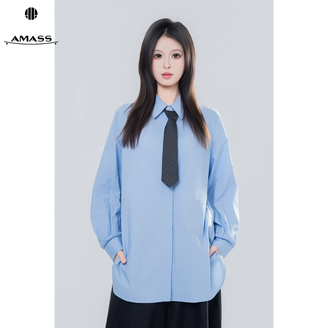 AMASS/阿玛施秋季新款通勤休闲翻领轻职风时尚衬衫上衣女 5300701