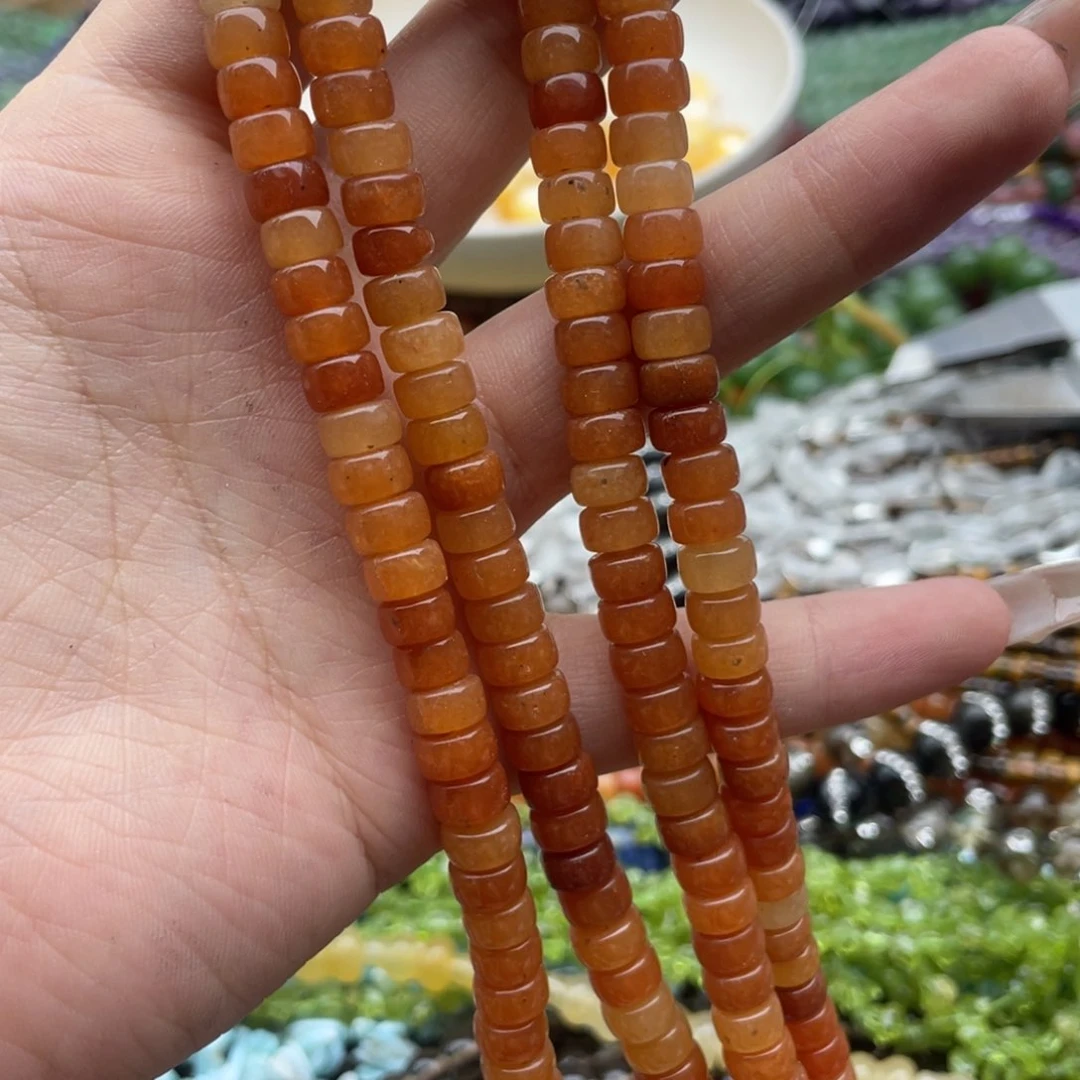 玛瑙/玉髓未镶嵌珠宝半成品一条装7*4红东临直切隔片
