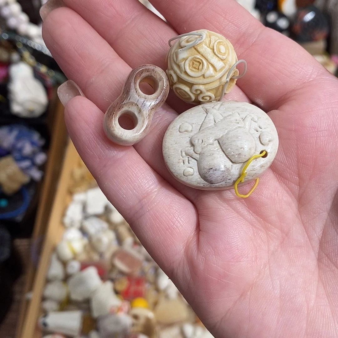 把件鹿骨郭*泑M30聚宝盆加二饼加小心屁股不退换