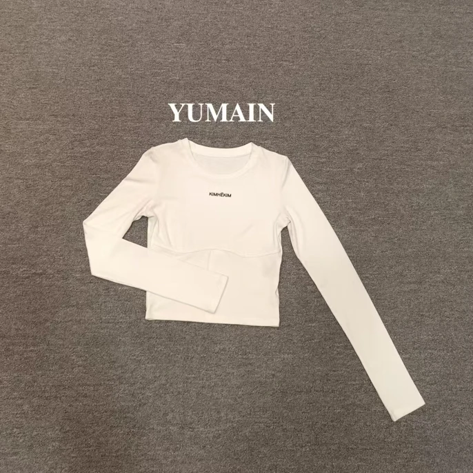 【YUMAIN】辣妹风短款长袖休闲风上衣