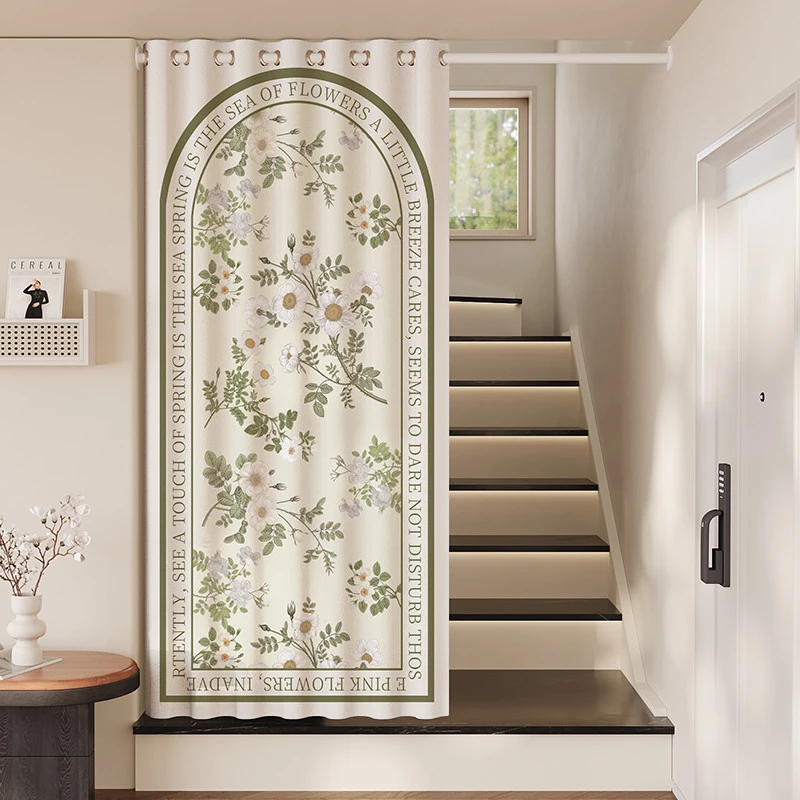 美式楼梯口空调隔断门帘玄关过道布防风帘阁楼转角免打孔遮挡帘子