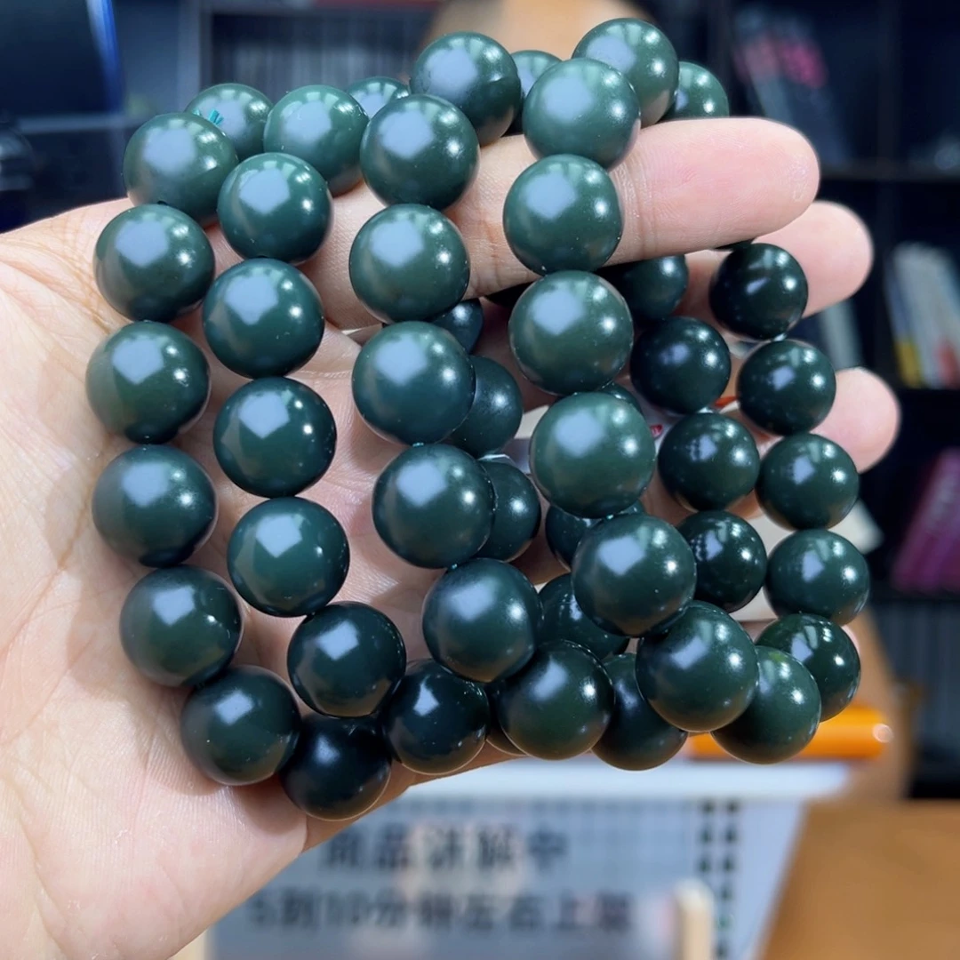 手串未镶嵌和田玉纯天然92年前三矿沙枣青特细14多样性发其一