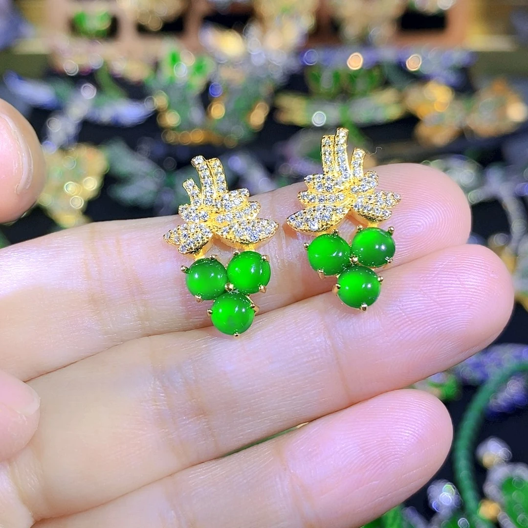 吊坠(不含链)银S925镶嵌翡翠