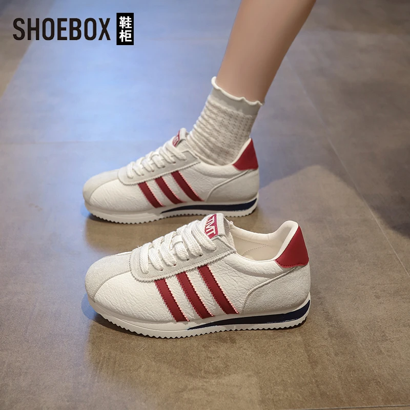 SHOEBOX鞋柜爆款阿甘鞋女2025秋季新款百搭小白鞋学生运动休闲鞋