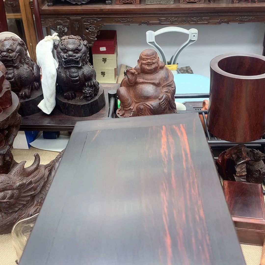 藤类大红酸枝长30书卷底座