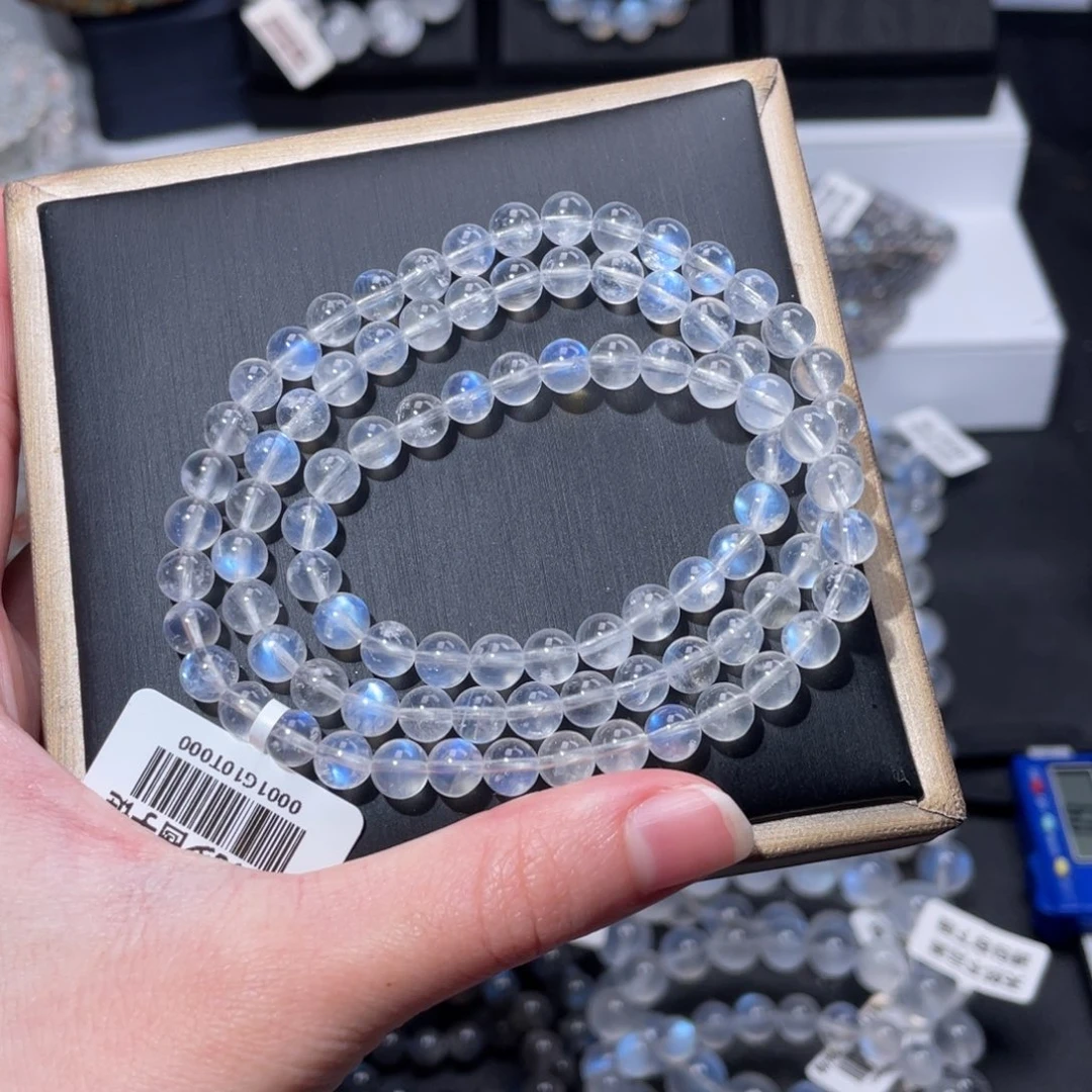 手链未镶嵌长石多圈蓝月光6mm