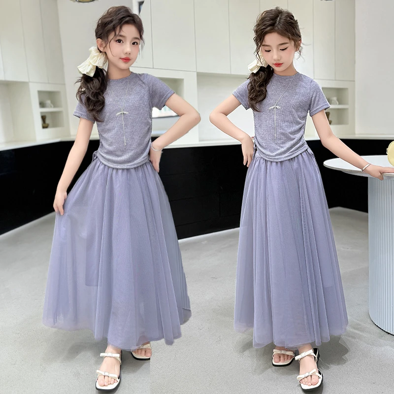 女童夏季半身套装2025新款韩版洋气小女童半袖6-12岁潮款高级感