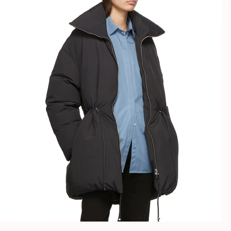 ML10843 秋冬新款宽松中长款抽绳收腰女士休闲羽绒外套