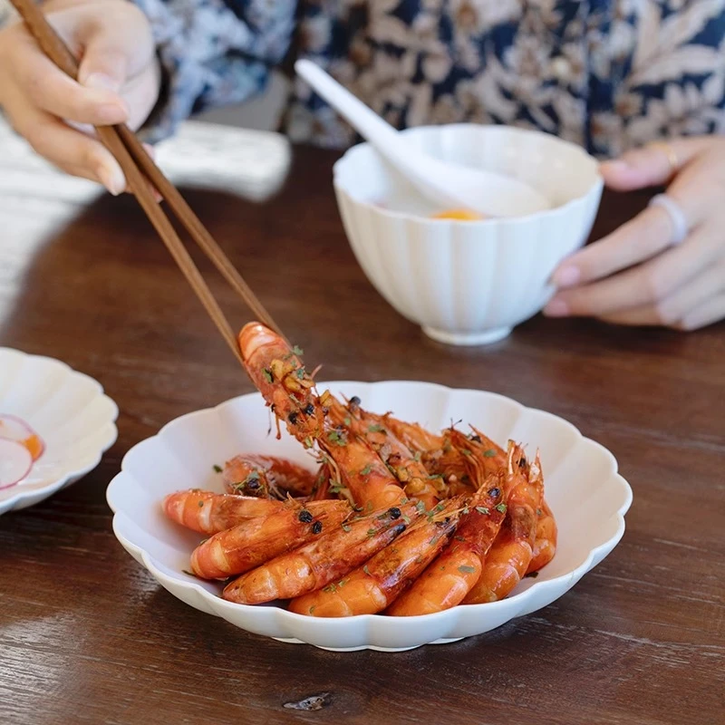 曼叙陶瓷早餐盘中式景德镇高温家用饺子圆盘草木灰盘子一人餐具
