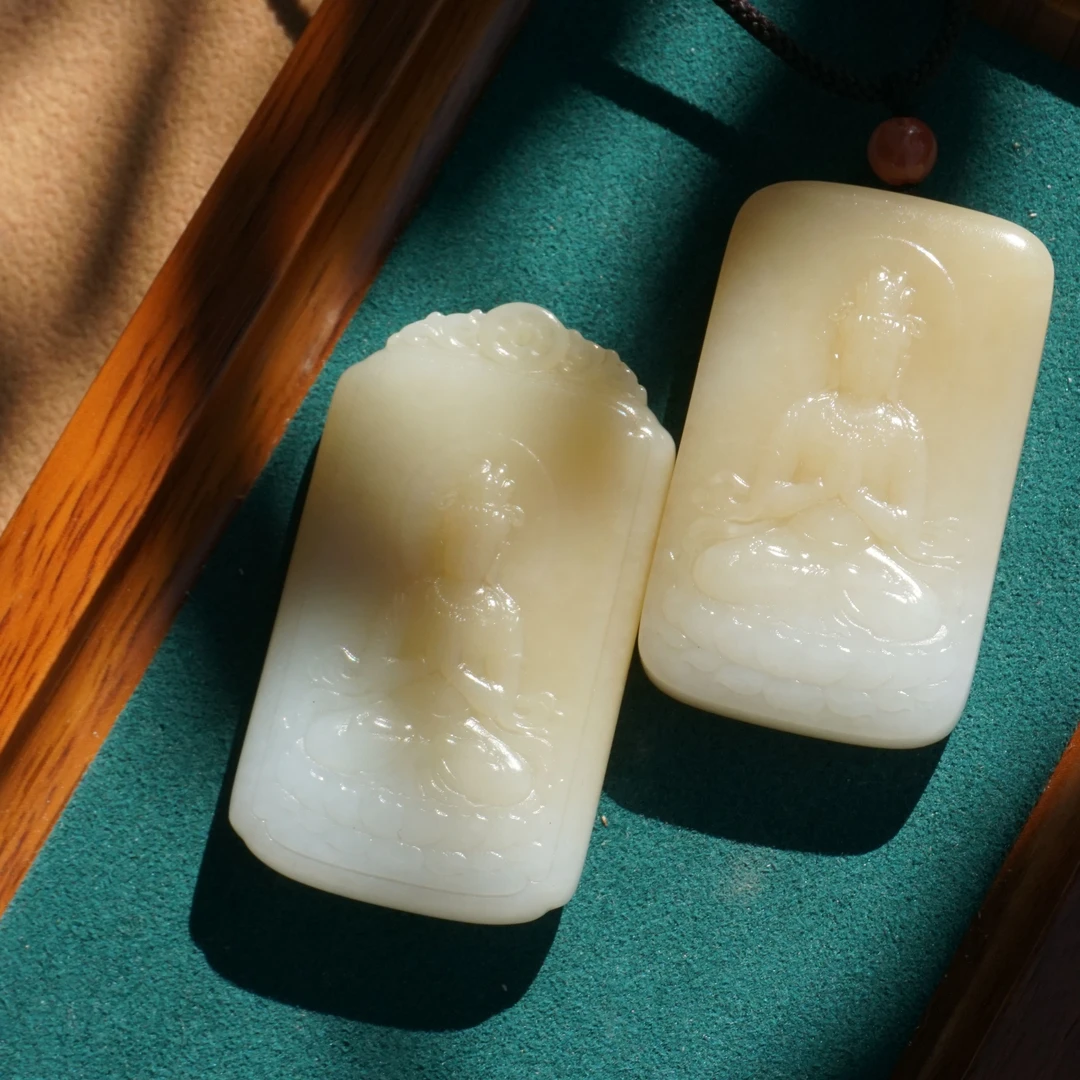 和田玉蜂蜜糖观音挂件