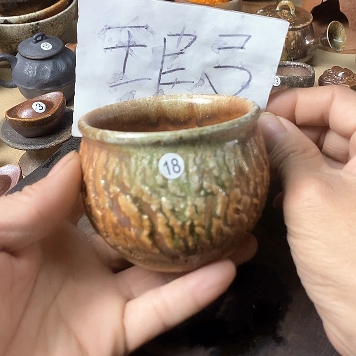 杯手工粗陶、柴烧茶器