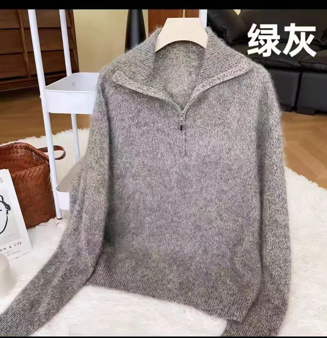 6008款拉链保暖羊毛开衫