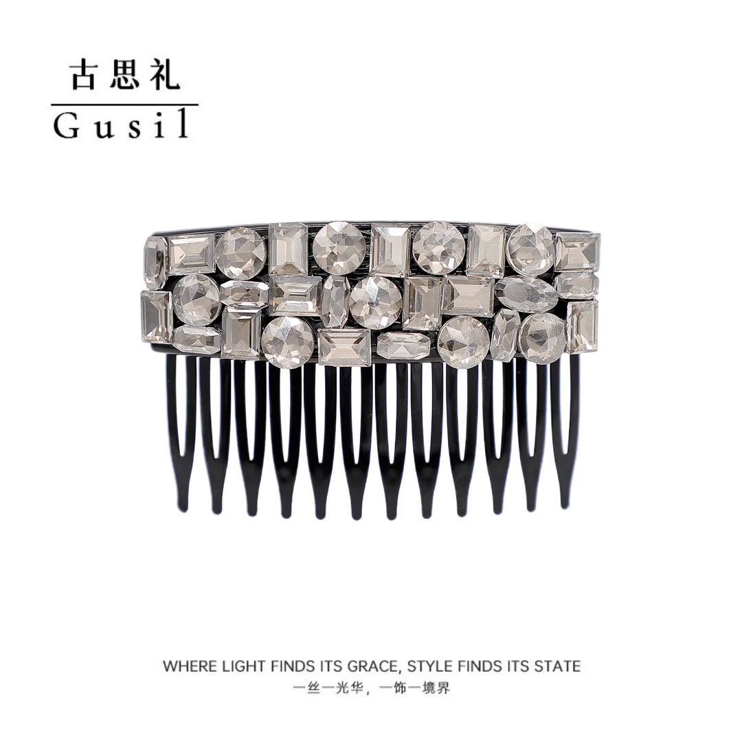 韩国大东门7cm新款水滴方糖精致倒插梳GS9333