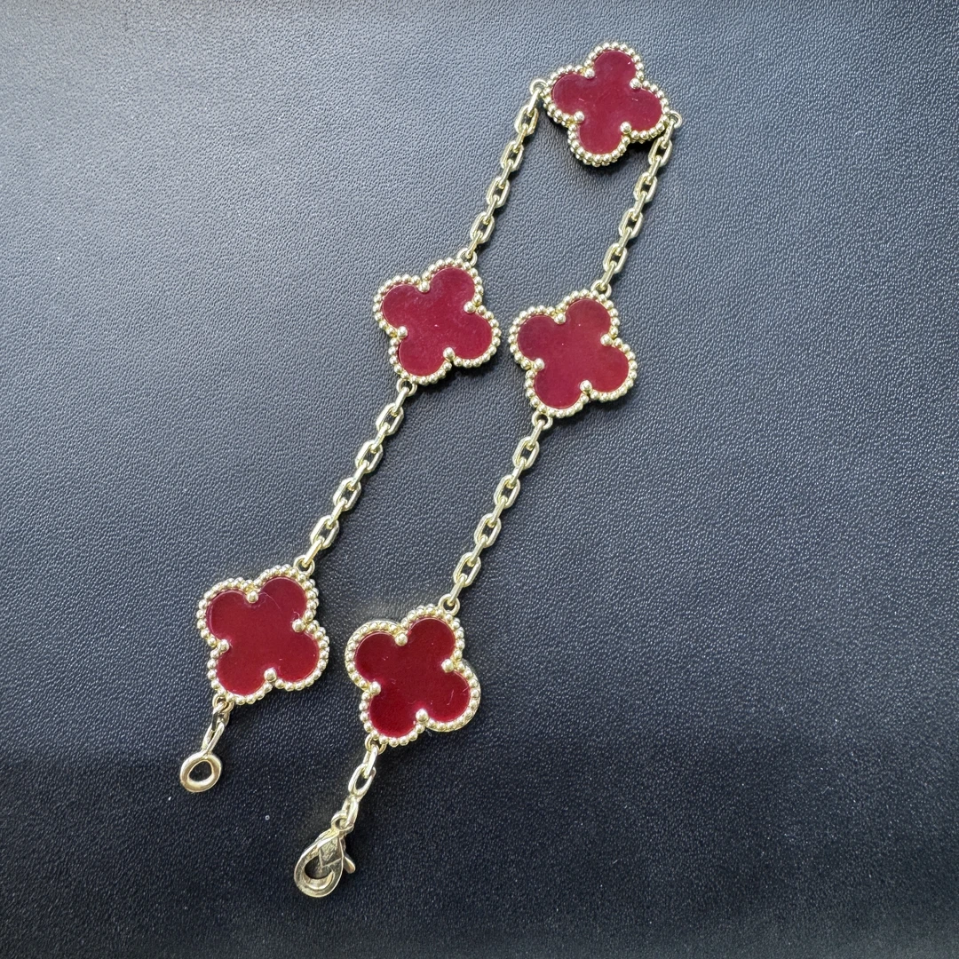 18K金镶嵌红玛瑙15mm五花手链（倒模版）