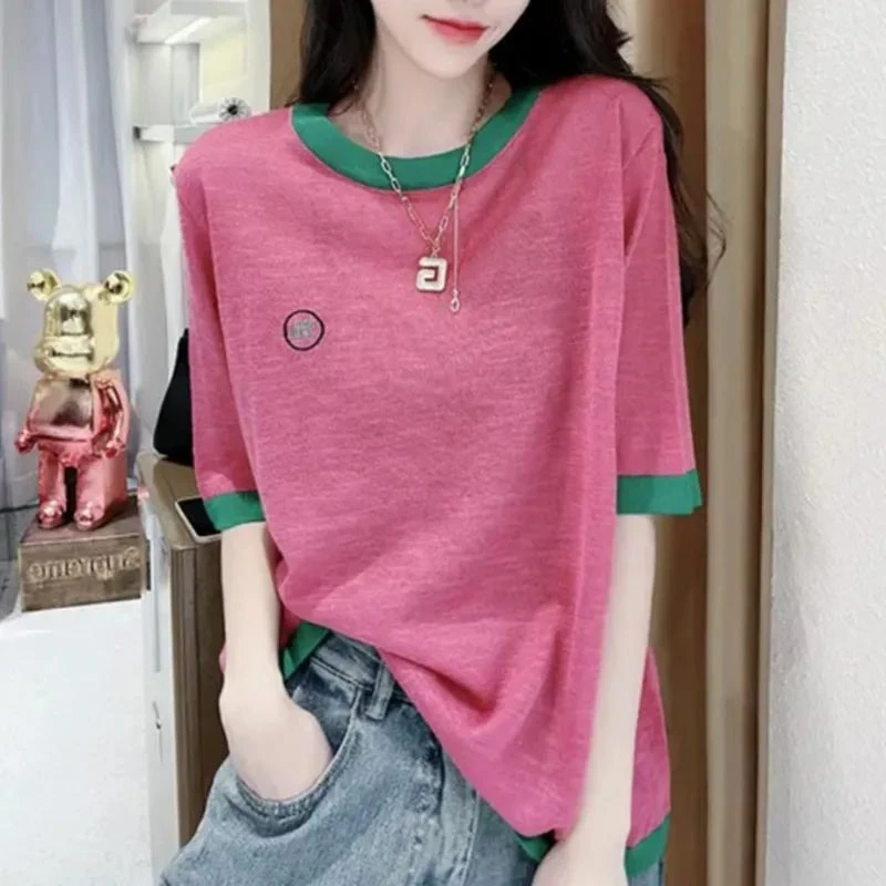2025年夏季新款港风气质百搭宽松小众短袖女韩版上衣T恤显瘦简约