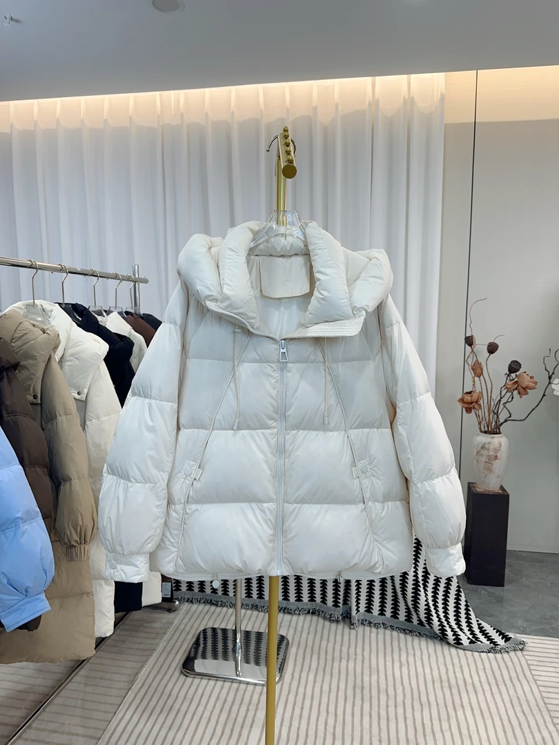 2024冬季90白鹅绒服女装上衣休闲百搭时尚茧型外套加厚--HN8011