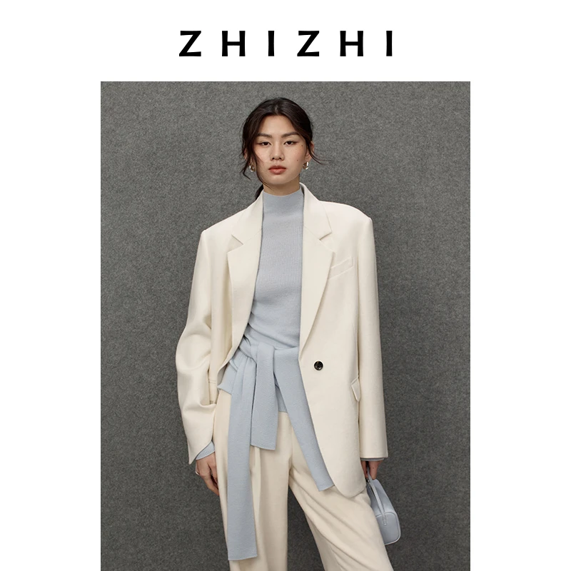 【橱窗】致知 金明池 简约天丝羊毛西装外套缎面25秋冬ZZ2EWWXZ008