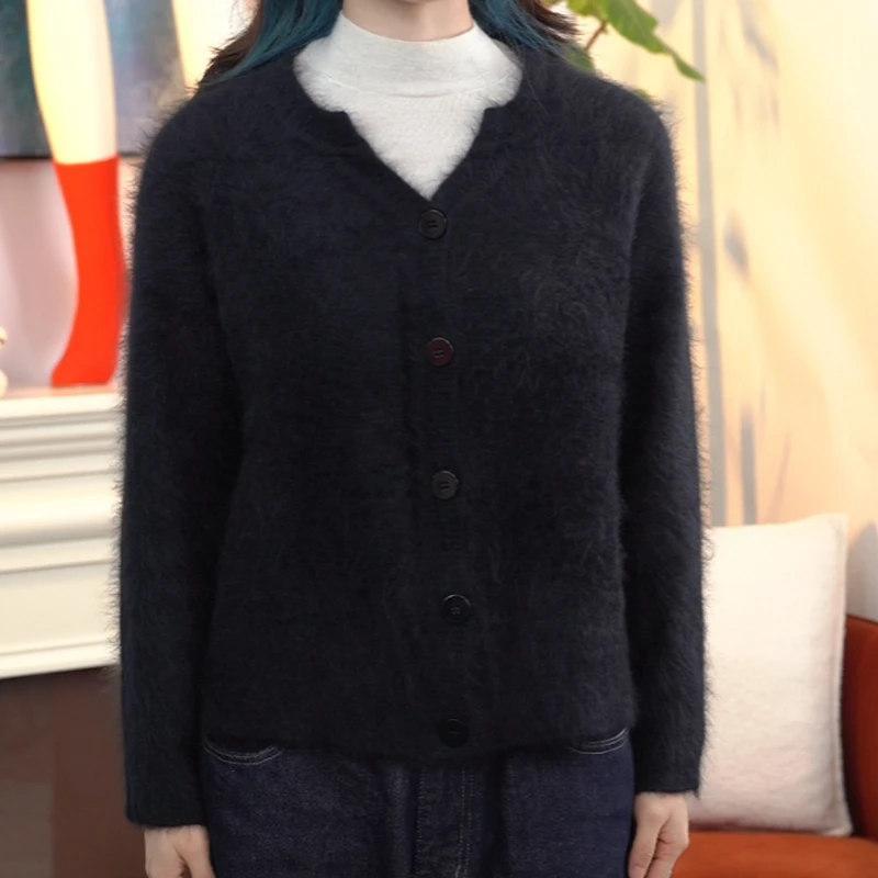 di kangra/德凯佳山羊绒拉毛简约长袖外套休闲针织开衫RP2002L