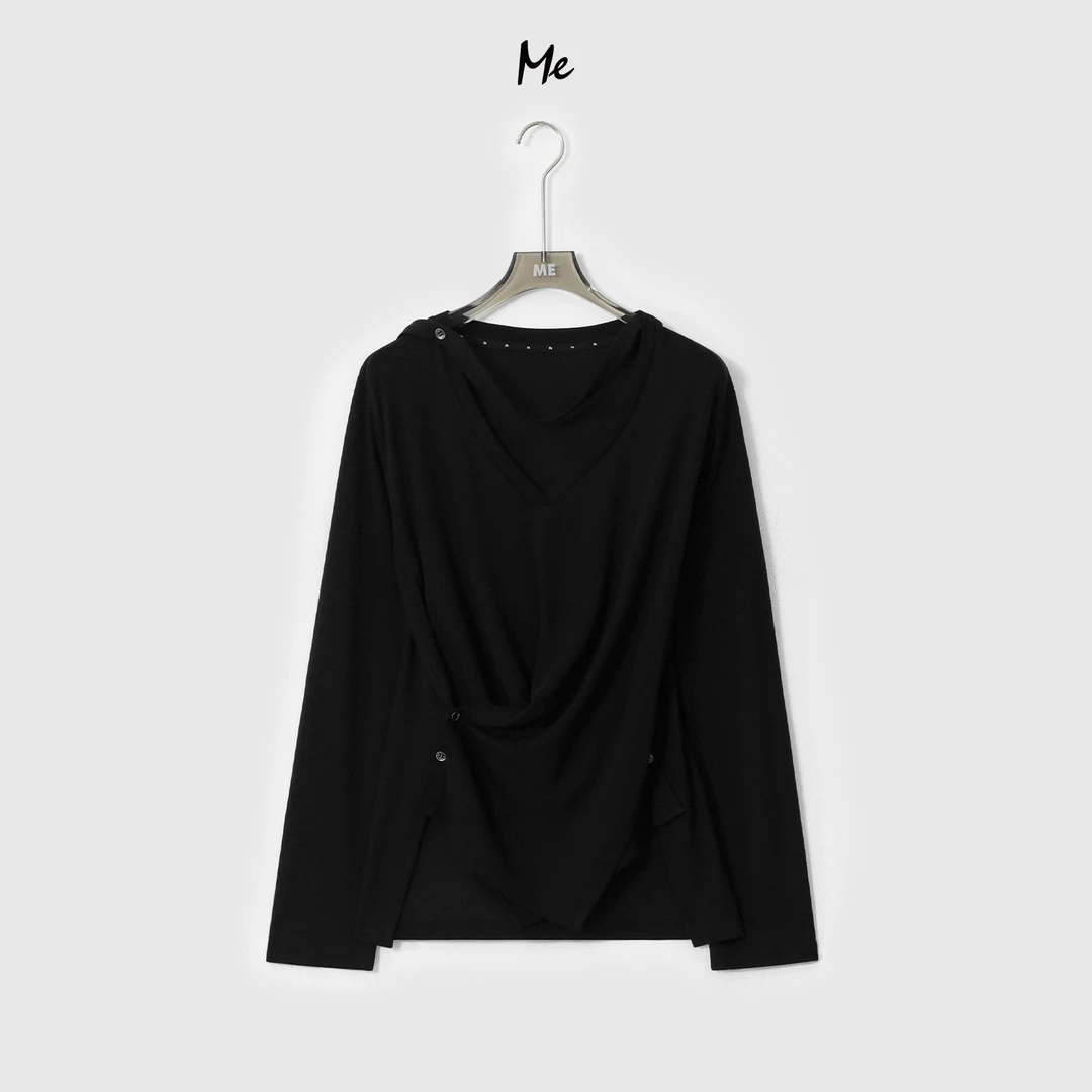 ME【黑芭莉】天丝绵羊毛混纺超柔纯欲显瘦舒适时尚百搭上衣MESA0531