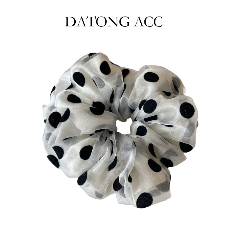 韩国气质大肠发圈夏天波点网纱法式复古发绳发饰时尚ins头花头绳