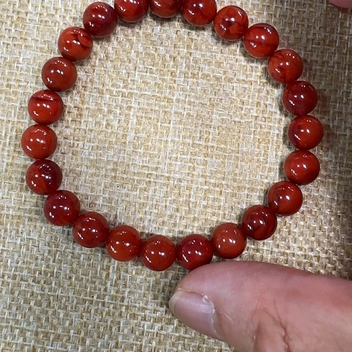 未镶嵌手链南红玛瑙手串原矿南红满肉满色牛血火焰纹7加