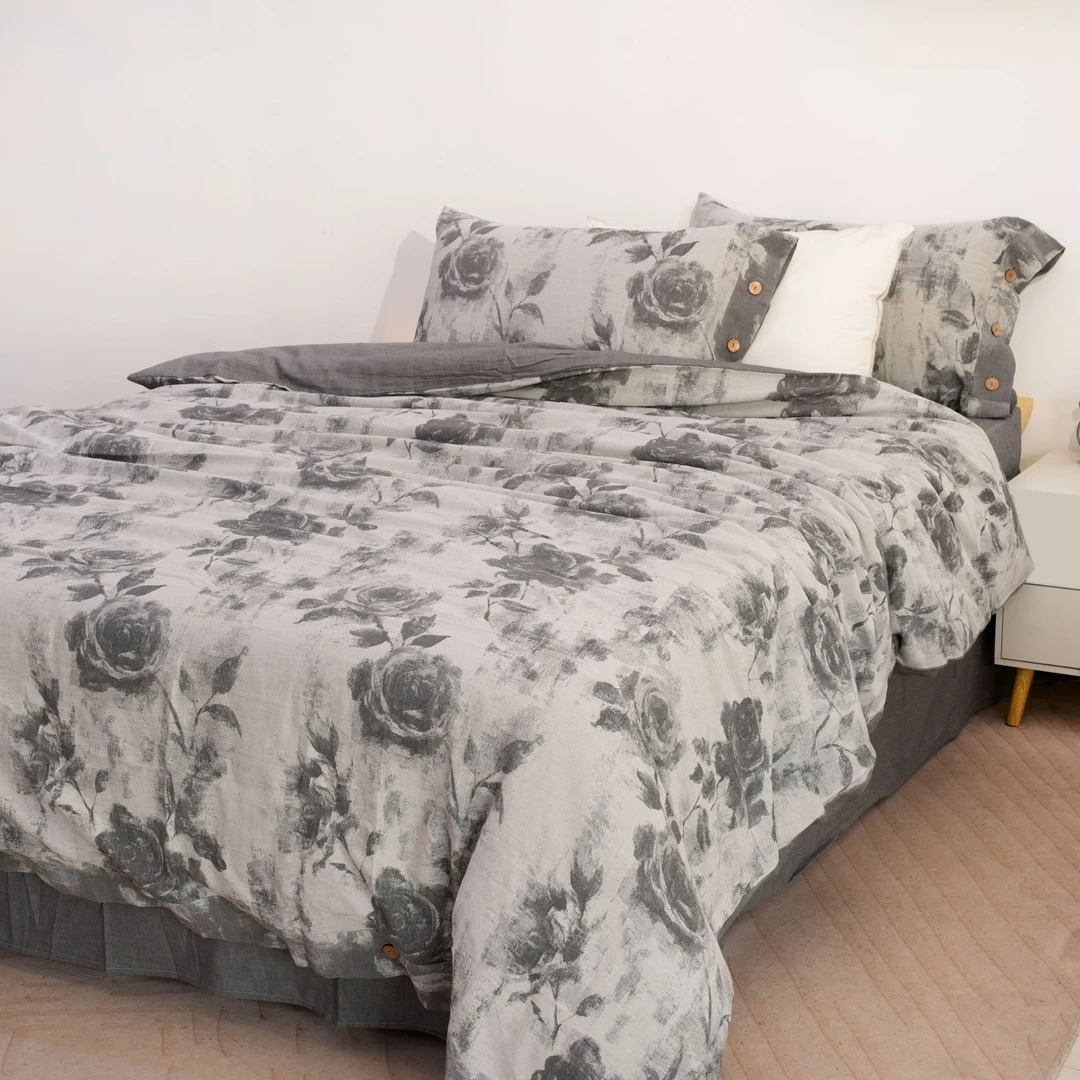 【灰玫瑰】全棉亲肤柔软双层纱被子