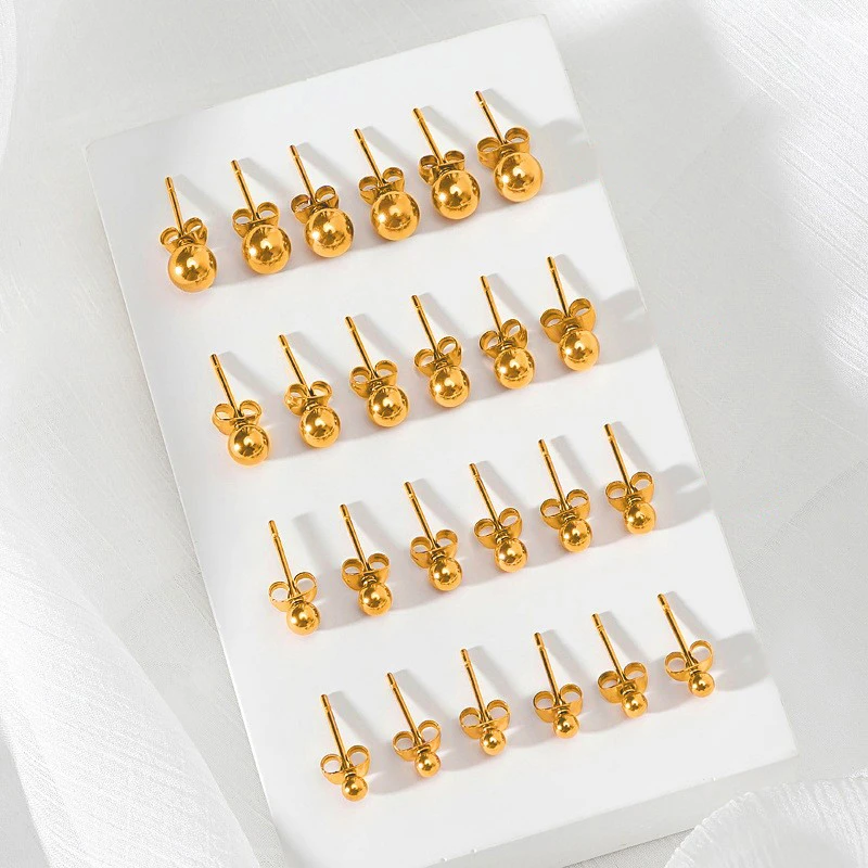 钛钢耳饰 豆豆耳钉冷淡风潮不掉色高级新款韩版简约小钢珠耳环女