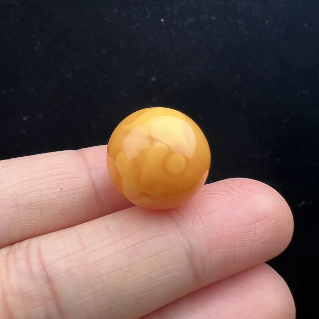 M2073天然蜜蜡 鸡油红单珠 16.1MM 2.31克支持复检假一罚四