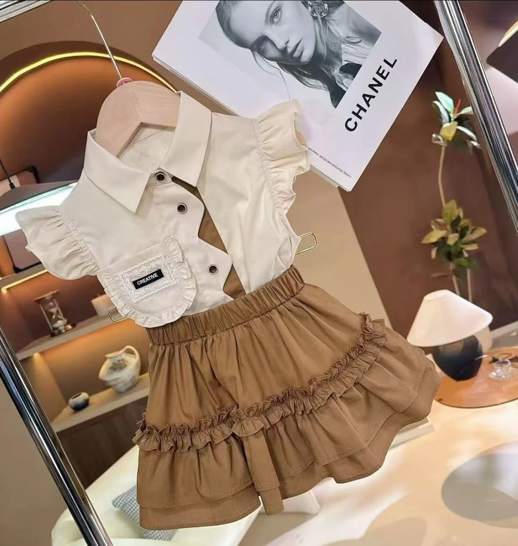 25010066女童夏季新款时尚舒适小飞袖款俩件套